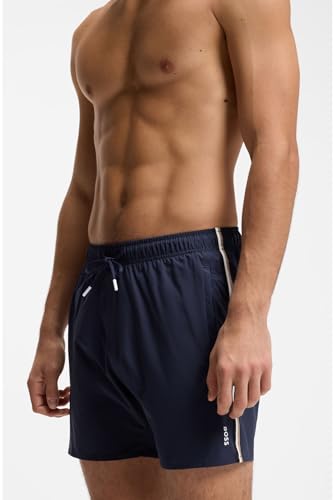 Boss Mens Iconic Recycled-Material Swim Shorts With Logo And Signature Stripe - 5