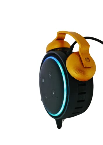 Suporte Echo Dot 3a Geração Modelo Relógio Despertador Preto com Dourado