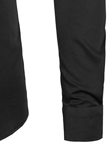 Zeroyaa Mens Slim Fit Long Sleeve Tuxedo Dress Shirts/Prom Performing Shirts Z54 Black Medium #TOP4