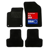 DBS   Tapis de Voiture sur Mesure   Adapté à Votre Citroen/DS C3 / DS3 (11/2009 07/2019)   Antidérapant : Clips de Fixations et Scratch   Tapis de Sol 4 pièces   Moquette   Noir
