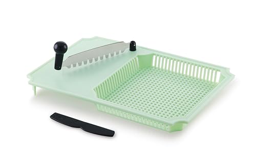 Image of Anjali Fantastic Cut & Wash Deluxe Green Black Cutter - Polypropylene, ABS & Nylon Body with Tempered Magnetic Stainless Steel Blades, Perfect for Cutting, Chopping & Slicing - HZCW01(G)