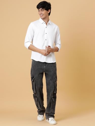 Image of KOTTY Men's Textured Casual Shirt - Long Sleeve||Button-Down Collar||Classic Fit