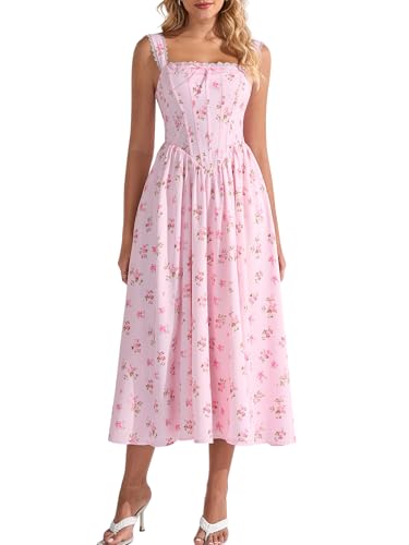 EYNMIN Floral Corset Midi Wedding Guest Dresses for Women 2026