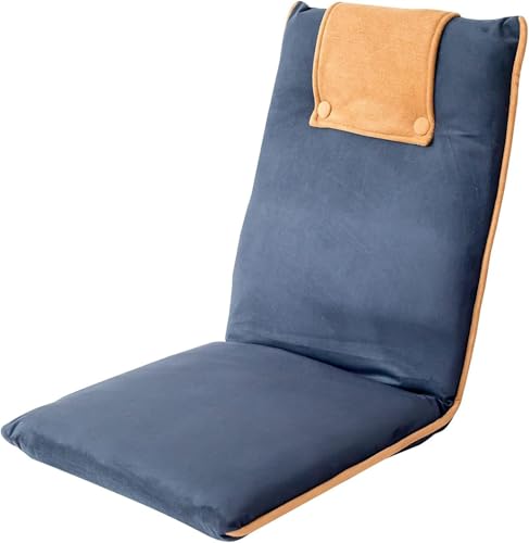 Bodenstuhl klappbar, Bodensessel mit Liegefunktion, Bodenstuhl mit Rückenlehne für Meditation, Yoga, Camping oder als Lesen Spielen, Meditationsstuhl Lazy Sofa gepolstert (Blau)