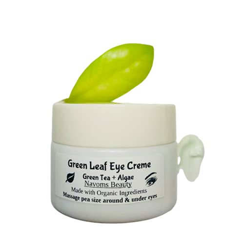 Organic Green Leaf Eye Creme with Hemp Seed Protein, Eye Cream with Green Tea, Sea Algae and Hemp Protein, Nourishing Cream for Delicate Skin, All Ages and Skin Types, Anti Aging - VEGAN (1 oz)