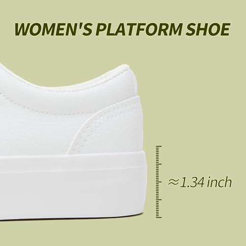 TUOPIN Women's Tennis Shoes White PU Leather Platform Sneakers Comfortable Lace-Up Walking Shoes Fashion Chunky Athletic Sneakers for Women2