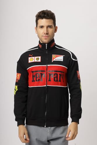 Image of EXOTIX Red & White Racing Jacket Modern Design | Zip-Up Printed Jacket | Men's Party and Daily Wear | Racing Sports jacket for Women | Bomber Polyester