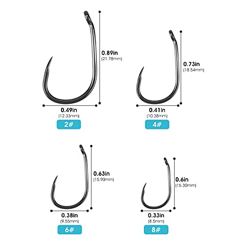 Luroad 50pcs Barbless Carp Coarse Eyed Fishing Hook Size 2, 4, 6, 8, 10 - Image 2