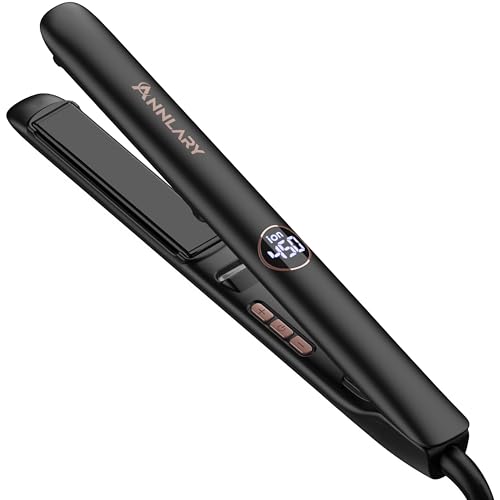 ANNLARY Hair Straightener 1 Inch Flat Iron and Curler 2 in 1, 15s Fast Heating, Professional Titanium Ceramic Ionic Dual Voltage Straighteners for All Hair Types