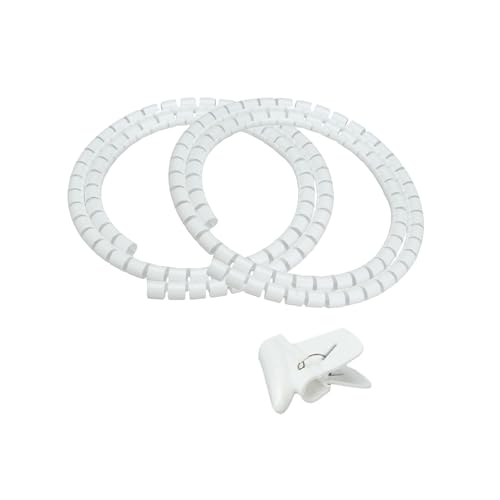 Manchon de câble flexible de 8 mm, système de gestion de câbles pour bureau et PC (2 pièces, blanc)
