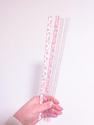 Pitillos reusables de plástico rosa extra largos 4 unidades miniatura 4