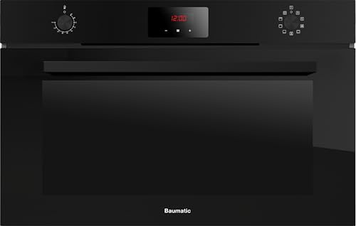 Baumatic 90 x 60cm electric oven, 9 functions with true fan forced cooking function, large 125 litre capacity, touch LED timer, full black glass finish, 2 Year Warranty - BMEO96E9BL
