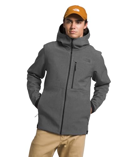 The North Face Men's Apex Bionic 3 Hoodie | Water & Wind Resistant Softshell Jacket with Adjustable Hood, Cinch Cord Hem & Zippered Pockets, TNF Dark Grey Heather-NPF, Large