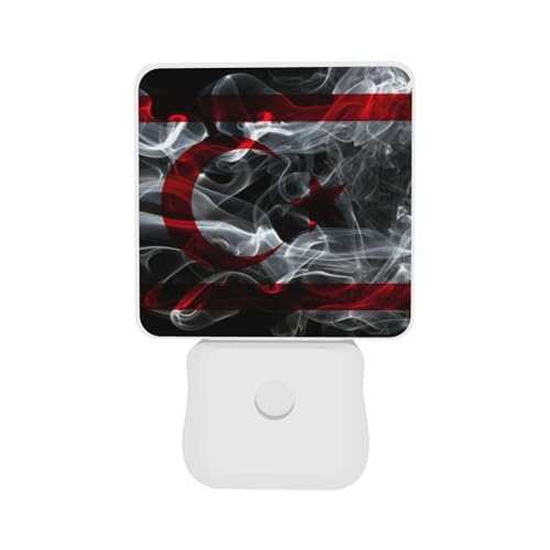 Night Light Smoke Style Flag Of The Turkish Republic Of Northern Cyprus Night Lights Plug Into Wall Smart Automatic Dusk To Dawn Sensor Led Night Light For Living Room Bedroom Hallway Stairways 2 Pack
