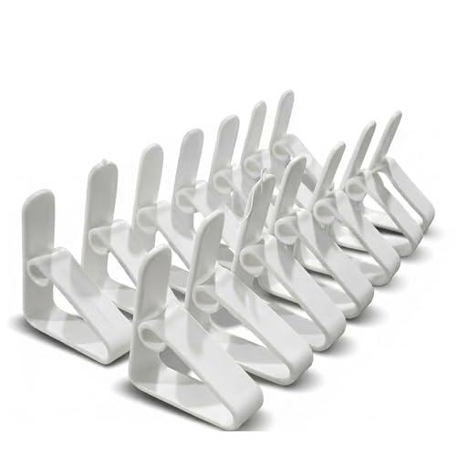 PARENCE. Pinces à Nappe en Plastique Blanc – Lot de 14 Clips – Fixation Table 4,5 cm – Maintien Nappe Intérieur & Extérieur - 14 Pièces