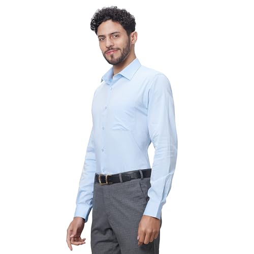 Image of Raymond Slim Fit Pure Cotton Structure Pattern Semi Cut Away Collar Formal Shirt