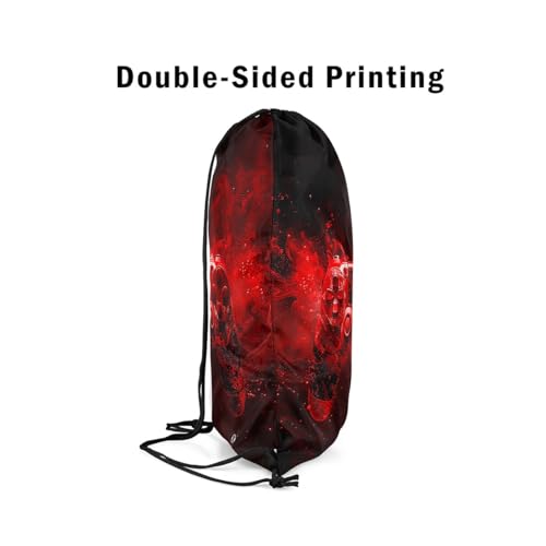 Feelyou Gaming Sports Drawstring Sackpack Gamer Drawstring Backpack for Game Black Red Smokey Drawstring Bags 13"x15.7" Gamepad Waterproof Cinch Bag4
