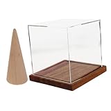 BESTonZON Caja De Presentación Del Anillo Cajas De Exhibición De Joyería Vitrina De Aro De Futbol Sostenedor Del Anillo De Softbol Portavidía Acrílico Café