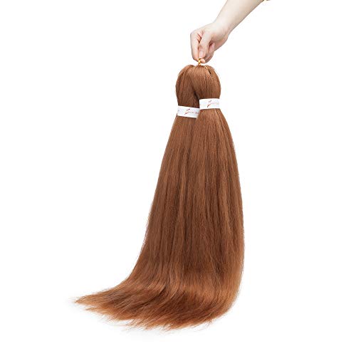 Easy Braid Pre Stretched Braiding Hair Extensions Professional Itch Free Hot Water Setting Braiding Crochet Hair Soft Yaki Texture Braids Hair Synthetic Fiber 26In（2 Bundles,Light Auburn) #TOP2