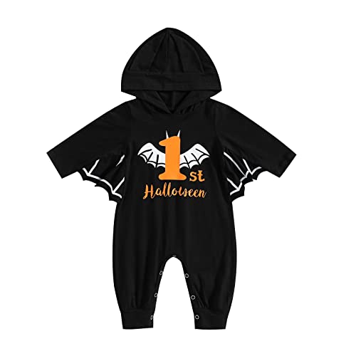 Trailrest Combinaison Pantalon Enfant Infantile garçons Filles Halloween à Manches Longues Barboteuse Dessin animé Lettre Imprime Cosplay Costume à Capuche Combinaison Combinaison Fille Bleu Cover