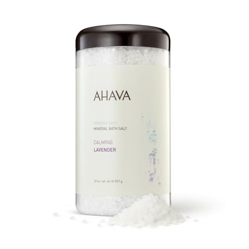 AHAVA Dead Sea Mineral Bath Salt, Calming Lavender - Intense Relaxation for Body & Mind, Elevates Moisture, Softens & Eases Sore Muscles, Enriched by Exclusive Dead Sea Salt & Osmoter blend, 32 Oz
