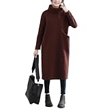 [MSFQSNB] 裹起毛 ワンピース レディース パーカーワンピース 長袖 ハイネック マキシワンピース ポケット付き 立ち襟 ロングワンピース コットン チュニック カジュアル ゆったり 体型カバー 着痩せ おしゃれ 春 秋 冬 普段着 可愛い 通勤