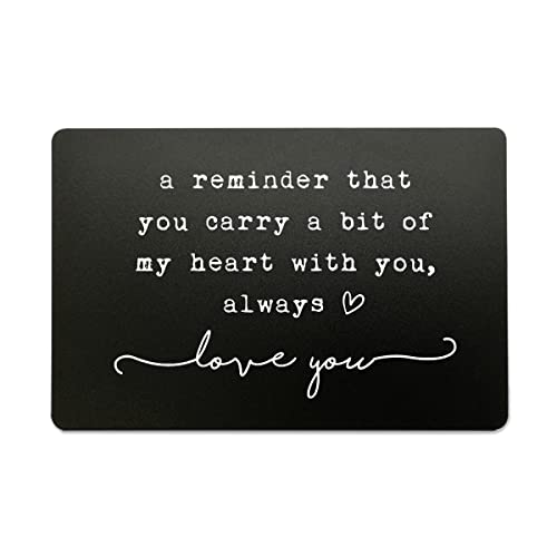 OFlyDesigns Mother and father's Day Gift for Him or Her, Engraved Wallet Insert Card, “You Carry My Heart”, Romantic Love Message, Anniversary Birthday & Everyday Keepsake Easter Gift