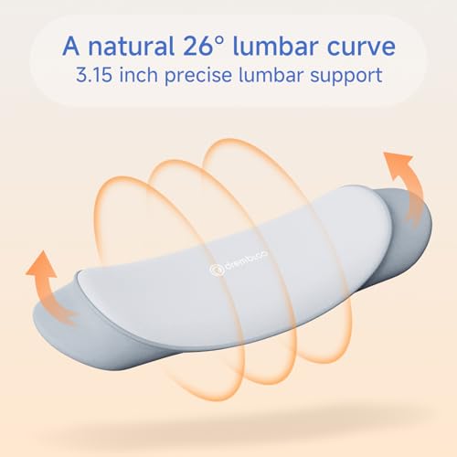drembloo Lumbar Support Pillow for Sleeping, Ergonomic Design Memory Foam Back Lumbar Support Cushion for Lower Back Pain Relief Bed Waist Sleep Support Pillow for Side — view 5