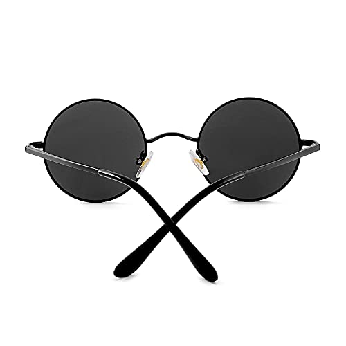 Image of Red Lens Circle Glasses Small Round Polarized Sunglasses for Women Men Retro Hippie Style Circle Sun Glasses