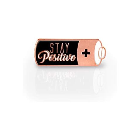 Pun Enamel Pin by LifeBeats | Cute Pin for Clothes, Jackets, Hats, Bags, and Lanyards | Hat Pin Comes with a Greeting Card | Lapel Pin with Sturdy Backing, (Stay Positive Battery) Cover