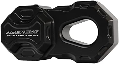 Agency 6 Billet Winch Shackle - Lightweight Aluminum Winch Attachment for Synthetic Line - 19,000 Pound Load Limit - Made in The USA with US Certified Materials - Black