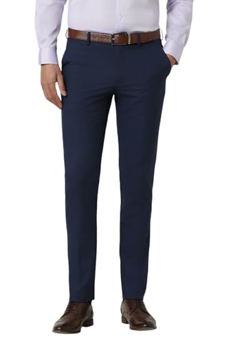 Image of Van Heusen Mid Rise Solid Formal Trouser for Men|Slim Fit |Plain Formal Pants