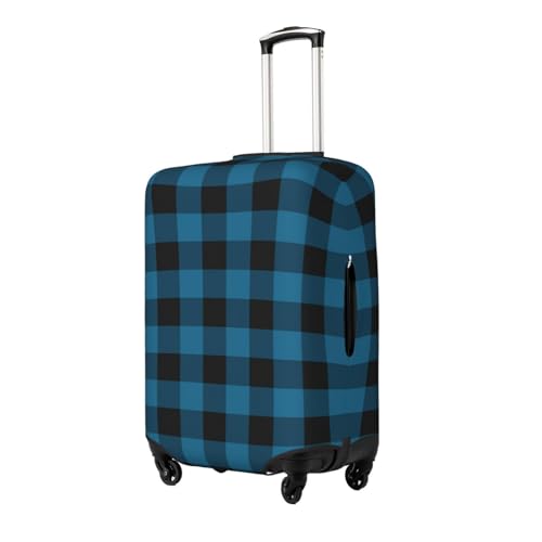 Blue Black Plaid Luggage Cover Protector Anti-Scratch Washable Fits 18-32 Inch Luggage-X-Large2