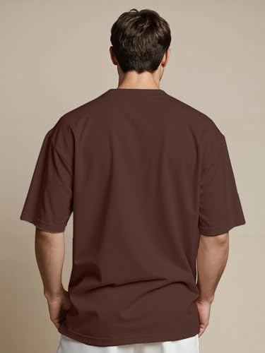 Image of LEOTUDE Half Sleeve Oversized Cottonblend Round Neck Drop Shoulder Printed Men's T-Shirt (Color Black)