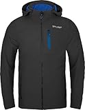 abnehmbare große Kapuze Grin&Bear Slim fit Wasserabweisende Softshell Jacke Herren, AK002 (M, Schwarz-ElectricBlau)