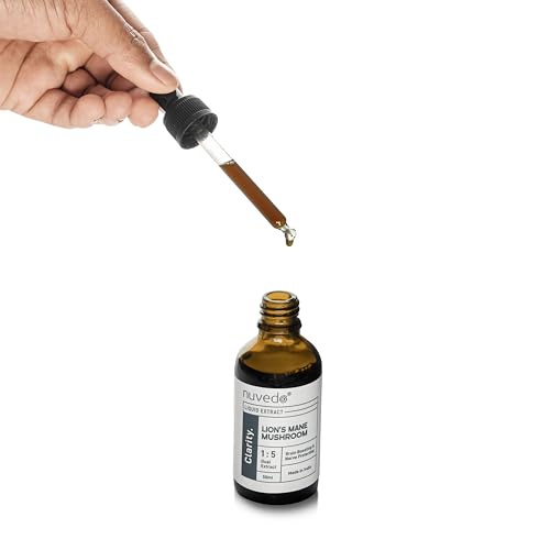 Nuvedo Lion's Mane Mushroom Liquid Extract, Brain Boosting Helps Focus Neuro Protective Uplift Mood Herbal Supplement Drops As Seen On Shark Tank - Clarity, 50 ml, Pack Of 1