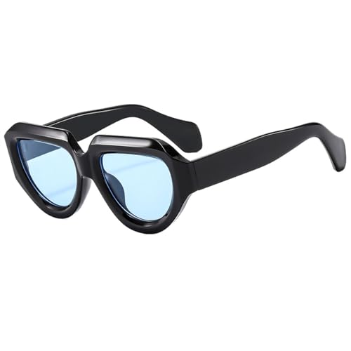 Lunettes de soleil polygonales femmes LVTFCO grand miroir noir