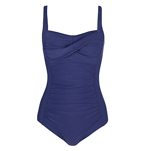 Womens Bathing Suit One Piece Slimming Ruched Swimsuit Tummy Control Vintage Swimwear Navy L #TOP2