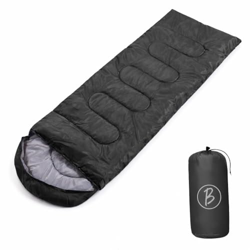 Image of Sleeping Bag for Camping & Travel | Regular Size Lightweight Sleeping Bag (1kg) | Comfortable, Easy to Carry & Store. Pack of 1 (Black)