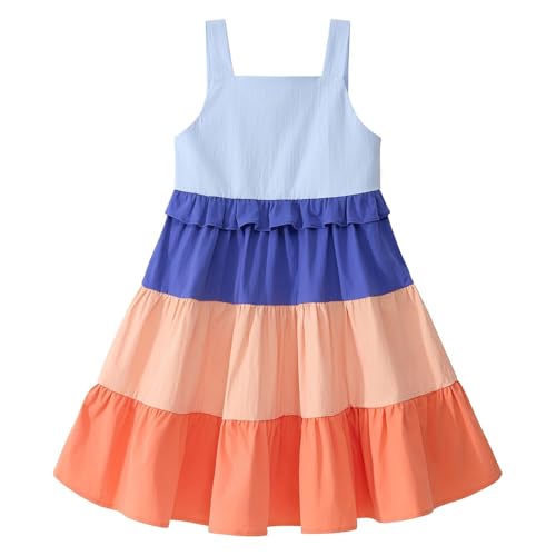 Little Bitty Girls Spaghetti Strap Dress Summer Tiered Swing A-Line Boho Rainbow Beach Holiday Party Cami Sundress Size 2T-6T2