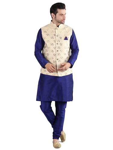 Image of Uri and MacKenzie Men's Silk Blend Kurta Pajama with Designer Ethnic Nehru Jacket /Modi Jacket