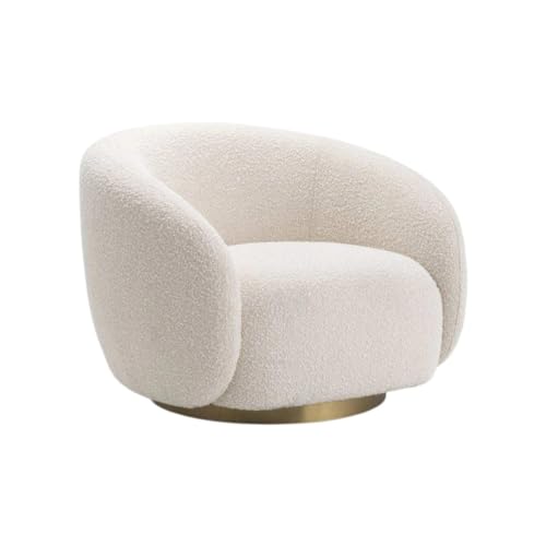 Image of Kingsman Furnitures Brok Swivel Luxury Accent Arm Chair 360 Degree Rotatable Sofa for Home | Bedroom, Living & Drawing Room | Ultra Soft and Comfortable for Lounge (Cream Boucle, Non-Swivel)