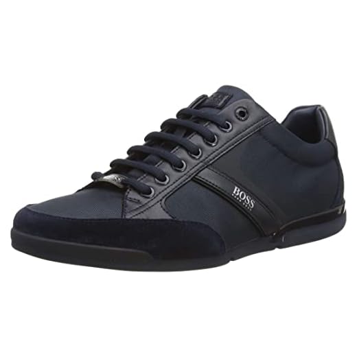 BOSS Hugo Herrskor snörskor sneakers Saturn Low Top 50407672, Blå Dark Blue 401, 43 EU