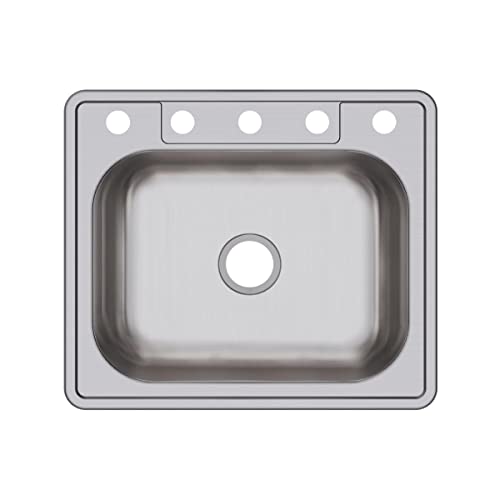 Image of Elkay D125215 22 Gauge Stainless Steel Single Bowl Top Mount Kitchen Sink, 25 x 21.25 x 6.5 inch