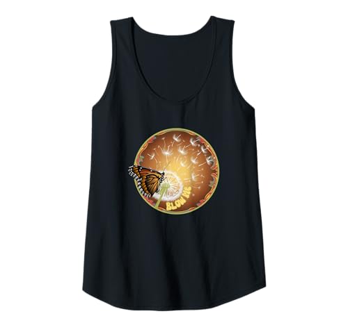 Mujer Blow Me Diente de León y Mariposa Boho Sesenta Setenta Lov Camiseta sin Mangas