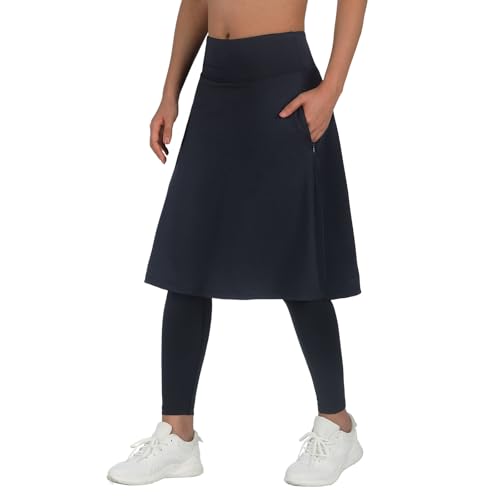 ANIVIVO Women Skirted Leggings with Pockets Skirt with Leggings Black 4XL