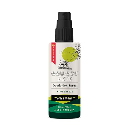 Gou Gou Pets Deodorizer Spray Holistic Natural Derived Pet Care for Smelly Dogs and Horses: Refresh Your Pet with Deodorizing Spray - Kiwi Fresh Scent - Made in USA - 8 oz