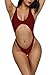 Viottiset Women's High Cut Out Backless Thong Bikini Swimsuit Red X-Large