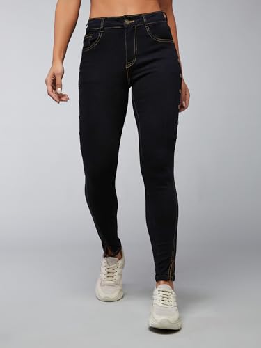 Image of Dolce Crudo Women's Skinny High Rise Bleached Cropped Stretchable Denim Jeans