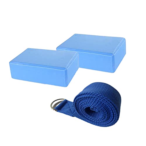 POPETPOP Yoga Block Stretch Belt Bolster Equipment Strap Straps Foam Yoga Block Bands Density High Stretch Band Brick Support Women Pilates Foam Blue